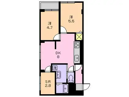 ニックハイム行徳第1(2SDK/2階)の間取り写真
