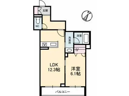 ヴィラ・グレース(1LDK/2階)の間取り写真