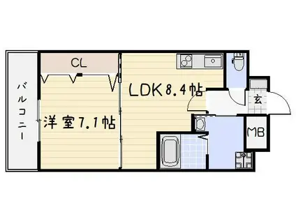 NO.65クロッシングタワーORIENT.BLD(1LDK/19階)の間取り写真