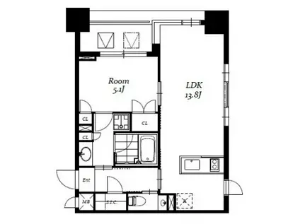 レジディア日本橋馬喰町III(1LDK/2階)の間取り写真