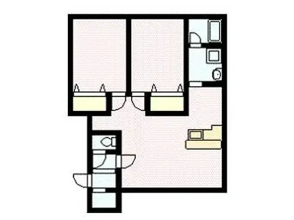 AMI B棟(2LDK/2階)の間取り写真