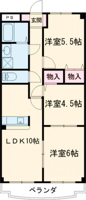 ハッピー2000稲場(3LDK/3階)の間取り写真