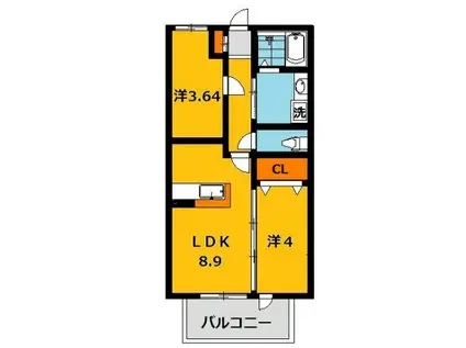 プリマヴェールさやかA(1SLDK/2階)の間取り写真