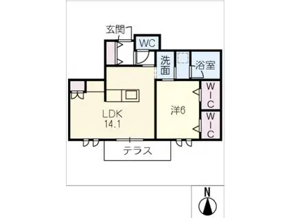 ＪＲ東海道本線 清洲駅 徒歩4分 2階建 新築(1LDK/1階)の間取り写真