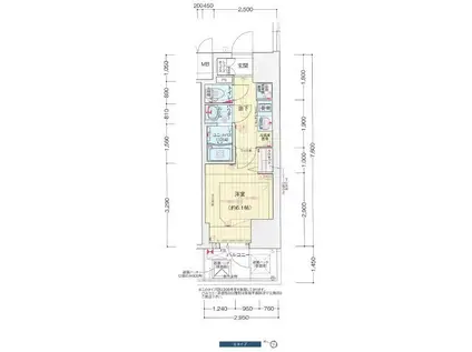 プレサンス塚本アクミリオン(1K/14階)の間取り写真