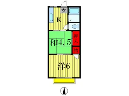 串崎ペアヒル(2K/2階)の間取り写真