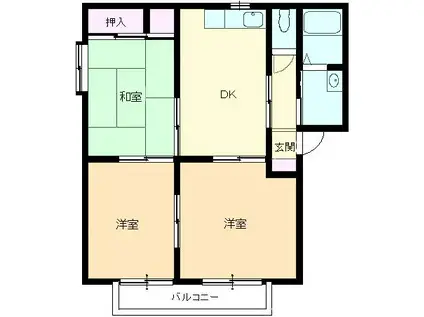 バリュードシュガーAB(3DK/2階)の間取り写真