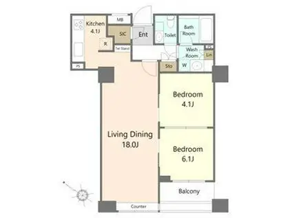 ガレリアグランデ(1SLDK/6階)の間取り写真