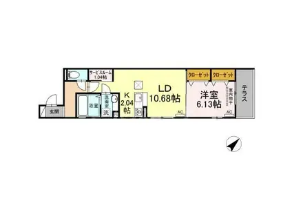 シャトー ドゥ ラ メール(1LDK/1階)の間取り写真