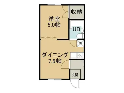 ハイツ都(1DK/1階)の間取り写真