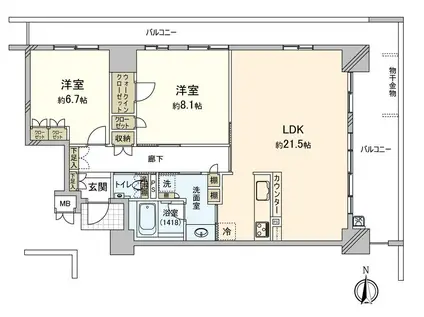 アーバンビュー城下(2LDK/2階)の間取り写真