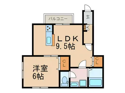 百島アパート(1LDK/1階)の間取り写真