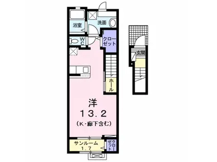 メゾン プラティークB(ワンルーム/2階)の間取り写真