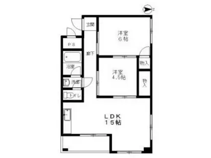 第2三鈴ビルダイニサンレイビル(2DK/1階)の間取り写真