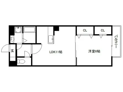 サニーコンフォート北山(1LDK/2階)の間取り写真