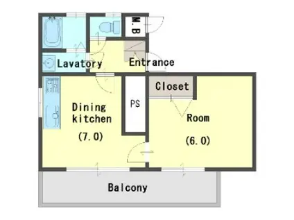 北口ハイツ(1DK/1階)の間取り写真