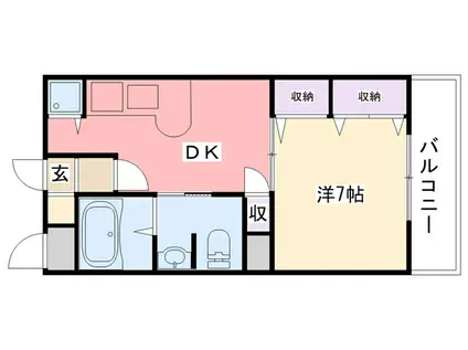 エスポワール若草(1DK/3階)の間取り写真