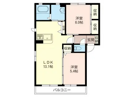 クレセオ長坂(2LDK/2階)の間取り写真