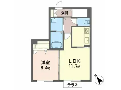 シャーメゾン 田舎館(1LDK/1階)の間取り写真