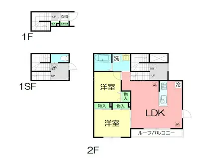 SPACE45 A(2LDK/2階)の間取り写真