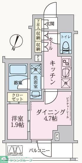 ARKMARK方南町STA(1DK/6階)の間取り写真