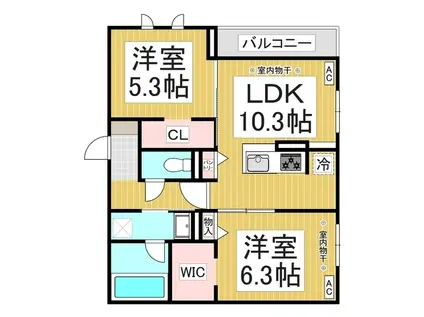 セルメイユール(2LDK/2階)の間取り写真