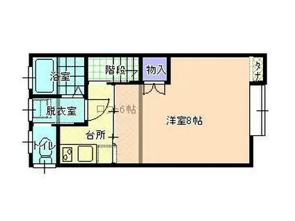 サニーヒルズ(1K/2階)の間取り写真