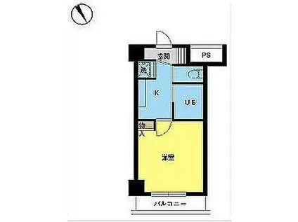 スカイコート三田慶大前(1K/4階)の間取り写真