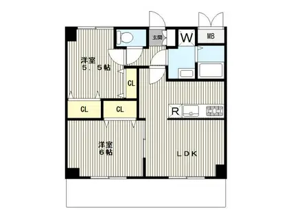 サンバードコマツ(2LDK/4階)の間取り写真