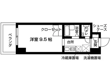 地下鉄烏丸線 烏丸御池駅 徒歩6分 8階建 築24年(1K/3階)の間取り写真