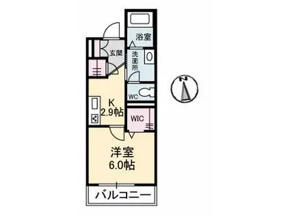 シャーメゾングリーンA棟(1K/2階)の間取り写真