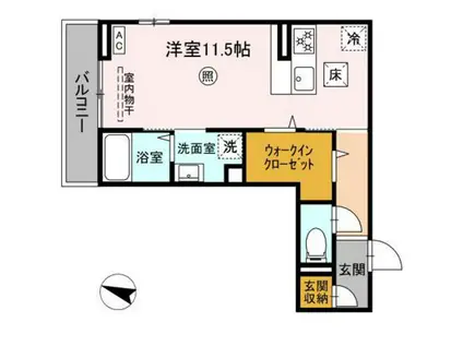 オリーブ東雲本町(ワンルーム/1階)の間取り写真