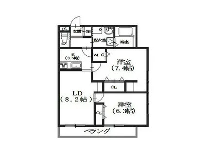 風来夢・フォーシーズンズ(2LDK/2階)の間取り写真