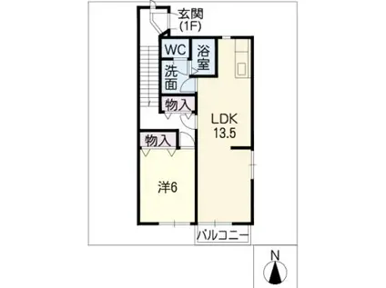 キャッスル巾 B(1LDK/2階)の間取り写真