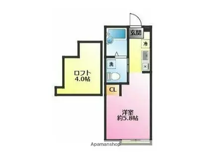 ハーミット横浜(ワンルーム/1階)の間取り写真