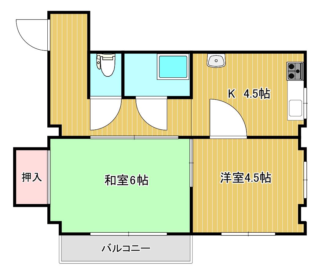 黒住ビル(1K/4階)の間取り写真