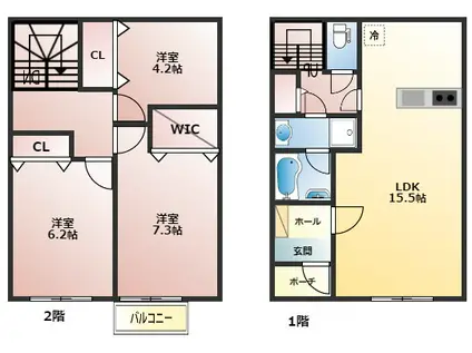 サザンハイツ加世田02(3LDK/1階)の間取り写真