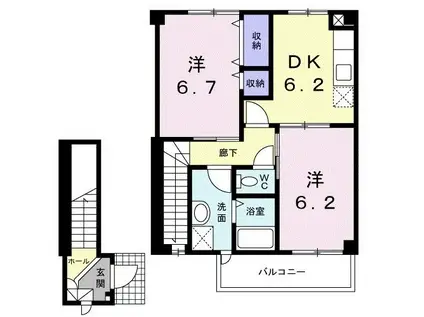 セトル上小泉(2DK/2階)の間取り写真