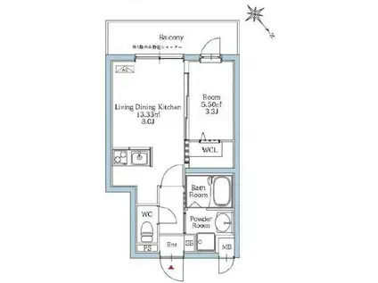 リアンプレミアム室見ステーション(1LDK/4階)の間取り写真