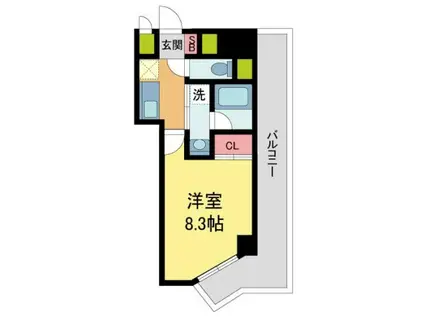 ソルセレジェイラ西宮(1K/3階)の間取り写真