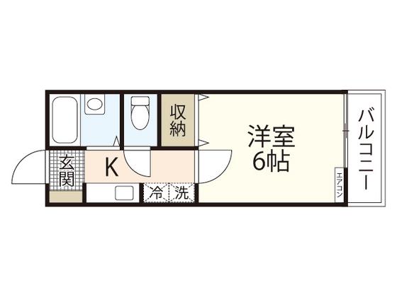 若草コーポ山縣(1K/1階)の間取り写真
