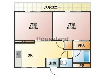 岩出三栄プラザ(2DK/4階)の間取り写真