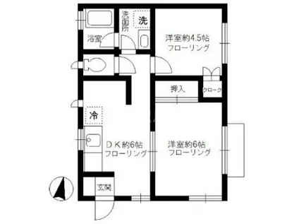 ドエル江戸川(2DK/2階)の間取り写真