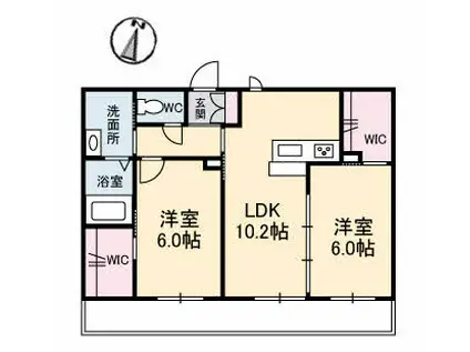 シャーメゾンイーハトーヴ(2LDK/2階)の間取り写真