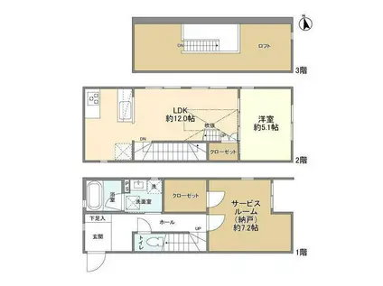 リムテラス東高円寺(1SLDK/1階)の間取り写真