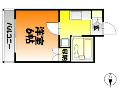 ジェントリイ田ノ上(1K/4階)の間取り写真