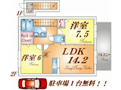 シャルマンハイムB(2LDK/2階)の間取り写真