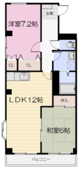 サンピア大福(2LDK/2階)の間取り写真