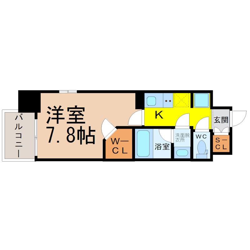 ブランシエスタ泉(1K/9階)の間取り写真