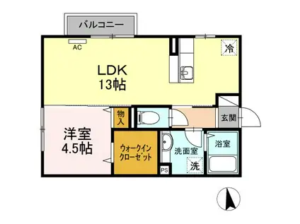 グランフェルティ(1LDK/2階)の間取り写真